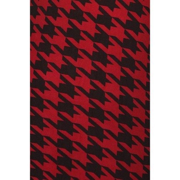 (Plus) Curvy Black Red Houndstooth Pattern Print Leggings - Picture 4 of 5